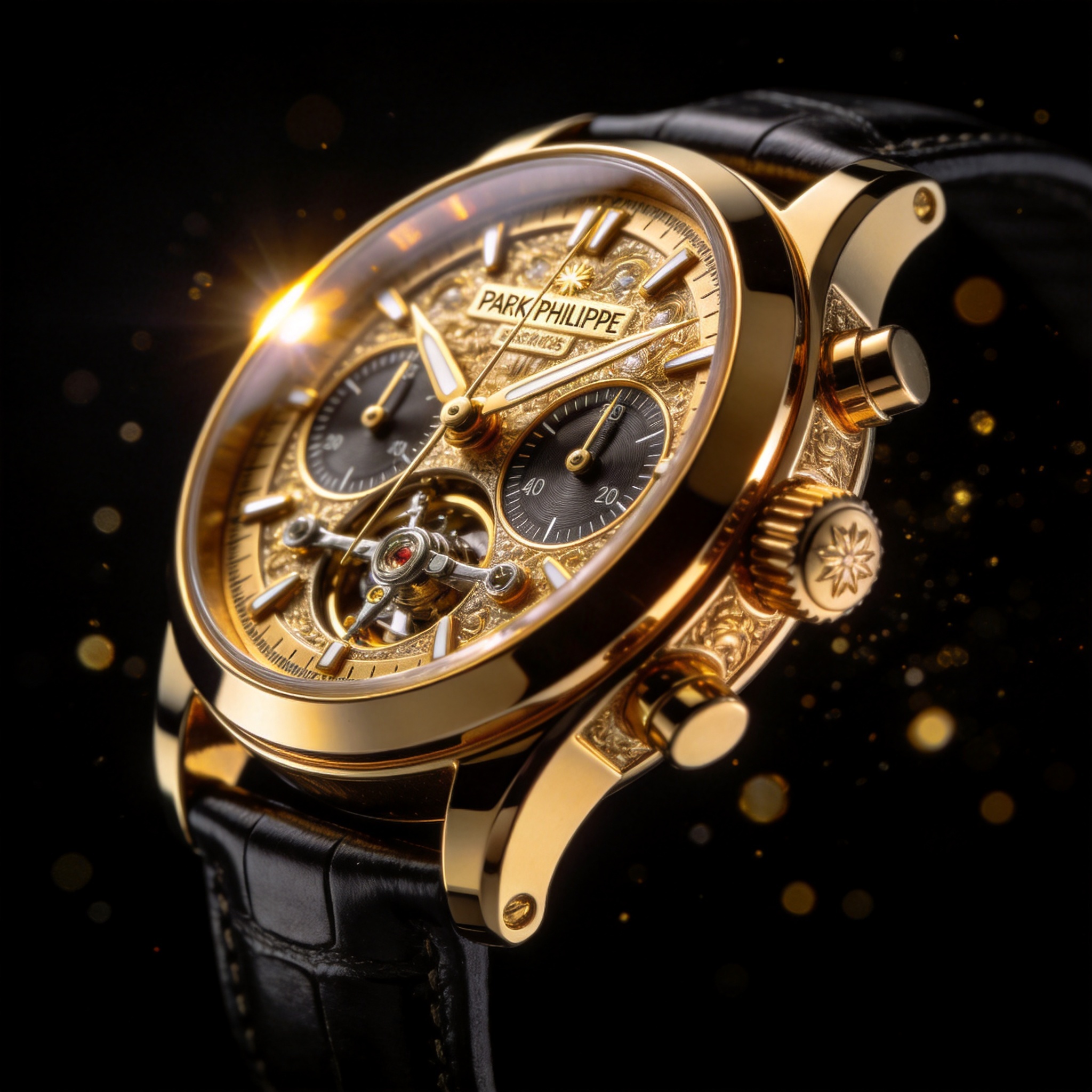 Luxury chronograph on display
